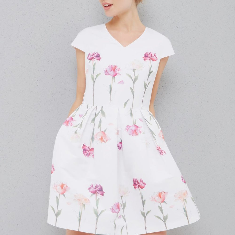 NEW Ted Baker Callila Fit and Fare Sketchbook Dress Ted 234